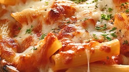 Ριγκατόνι με σάλτσα ντομάτας και τυρί cottage