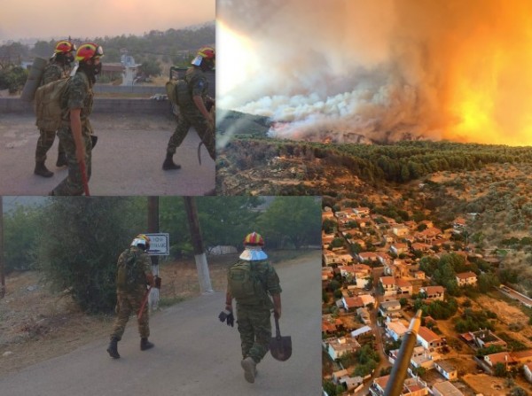 ΦΩΤΙΑ - ΕΥΒΟΙΑ: Η συμβολή του Στρατού Ξηράς στην κατάσβεση της πυρκαγιάς
