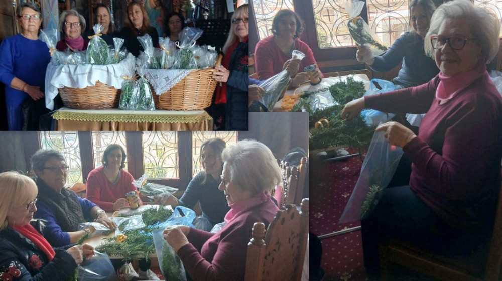 ΕΥΑΓΓΕΛΙΣΤΡΙΑ ΚΑΝΗΘΟΥ: Οι κυρίες της ενορίας ετοίμασαν το δενδρολίβανο για την Κυριακή της Σταυροπροσκυνήσεως