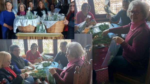 ΕΥΑΓΓΕΛΙΣΤΡΙΑ ΚΑΝΗΘΟΥ: Οι κυρίες της ενορίας ετοίμασαν το δενδρολίβανο για την Κυριακή της Σταυροπροσκυνήσεως