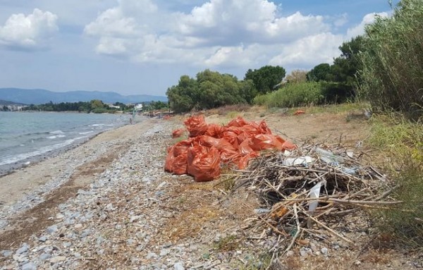 Σακούλες με σκουπίδια δίπλα στο κύμα εδώ και ένα μήνα στην Έξω Παναγίτσα