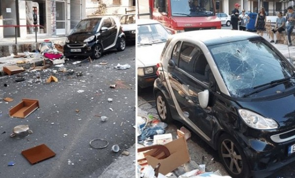 ΣΚΗΝΕΣ ΑΠΕΙΡΟΥ ΚΑΛΛΟΥΣ: Γυναίκα πέταγε από το μπαλκόνι έπιπλα και κατσαρόλες (φωτό)
