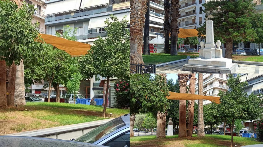 ΧΑΛΚΙΔΑ: Σκηνικό από τσαντίρι πίσω από το Ηρώον στην πλατεία Αγίου Νικολάου