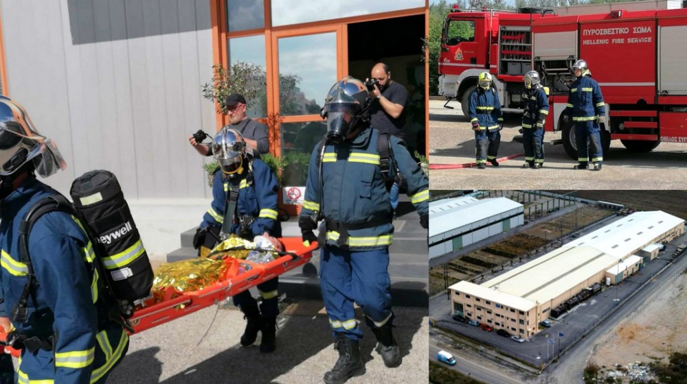 Άσκηση ετοιμότητας της Πυροσβεστικής Υπηρεσίας Χαλκίδας σε εργοστάσιο στη Ριτσώνα