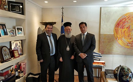 Ο Μητροπολίτης Χρυσόστομος και ο Γιώργος Τσαπουρνιώτης στον Άδωνι Γεωργιάδη