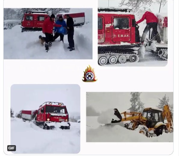 ΑΜΕΛΑΝΤΕΣ ΕΥΒΟΙΑΣ: Με ερπυστριοφόρο όχημα μεταφέρθηκαν φάρμακα και τρόφιμα στους κατοίκους