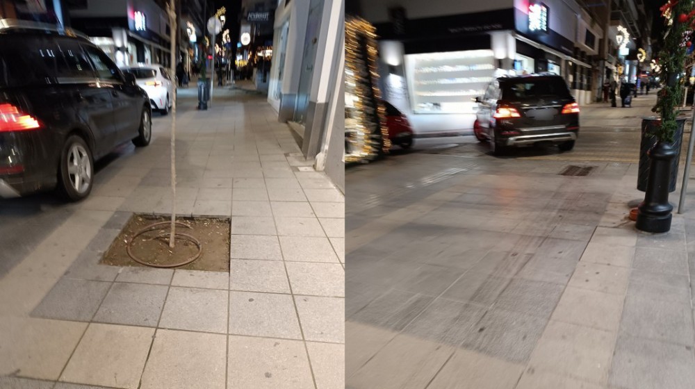 ΧΑΛΚΙΔΑ: Αυτοκίνητα πάνε και έρχονται στον πεζόδρομο της Αβάντων
