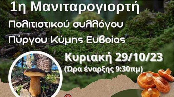 ΠΥΡΓΟΣ ΚΥΜΗΣ: Γιορτή Μανιταριού από τον τοπικό Πολιτιστικό Σύλλογο