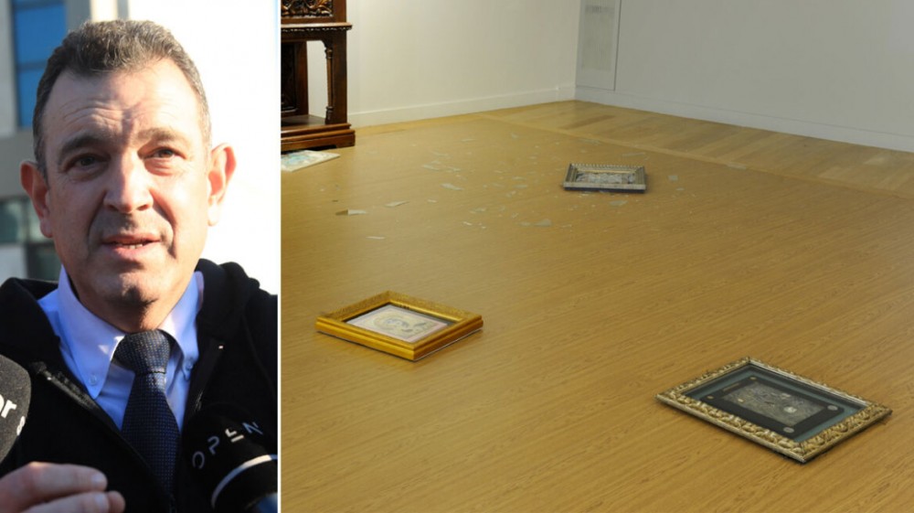 Βίντεο από τη στιγμή που ο βουλευτής Νίκος Παπαδόπουλος τα σπάει στην Εθνική Πινακοθήκη