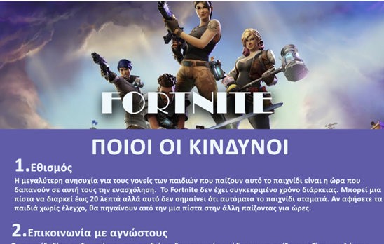 Σοβαροί κίνδυνοι για τα παιδιά από το διαδικτυακό παιχνίδι FORTNITE