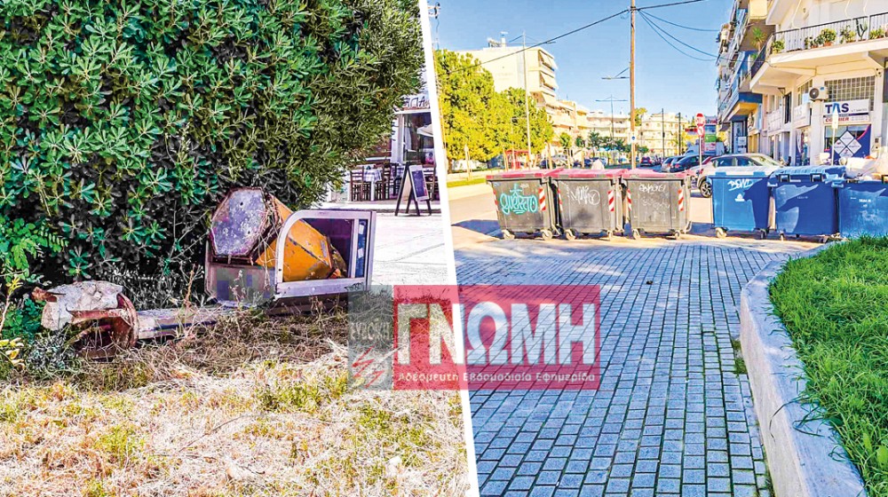 ΧΑΛΚΙΔΑ: Κάδοι απορριμάτων ...κόβουν βόλτες και εστία μόλυνσης από πεταμένο τηλεφωνικό θάλαμο