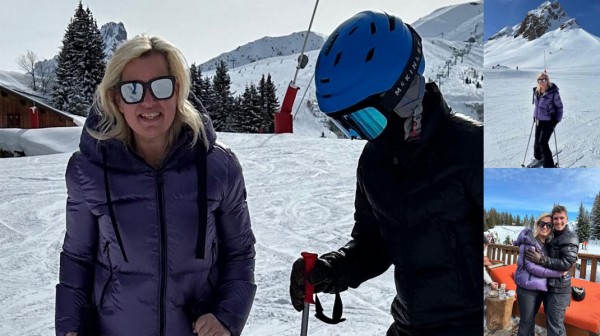 Με το γιο της για σκι στην Κουρσεβέλ της Γαλλίας η Νάνσυ Καραπανάγου