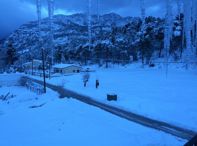 Πέρασε το μισό μέτρο το χιόνι και στο Πήλι Εύβοιας