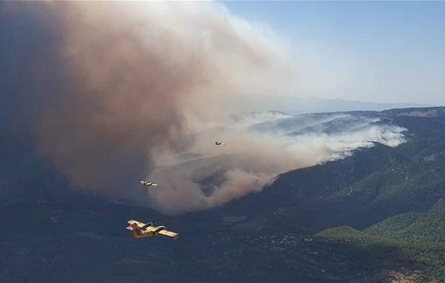 ΦΩΤΙΑ -ΕΥΒΟΙΑ: Σε ύφεση, αλλά συνεχίζει να καίει η φωτιά στο Δήμο Διρφύων- Μεσσαπίων