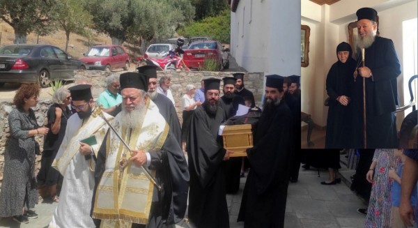 ΛΙΜΝΗ: Με συγκίνηση και προσωπική αναφορά του Μητροπολίτη το ύστατο χαίρε στη ηγουμένη Φεβρωνία της Μονής Γαλατάκη