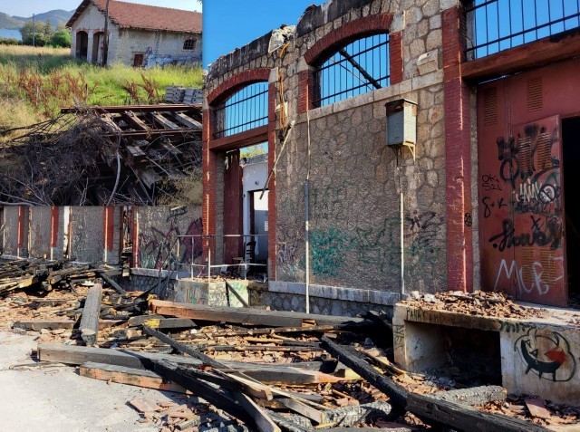 ΧΑΛΚΙΔΑ: Παρατημένη στην τύχη της η καμένη αποθήκη του ΟΣΕ - Κινδυνεύουν και τα σωζόμενα κτίσματα να πάρουν φωτιά