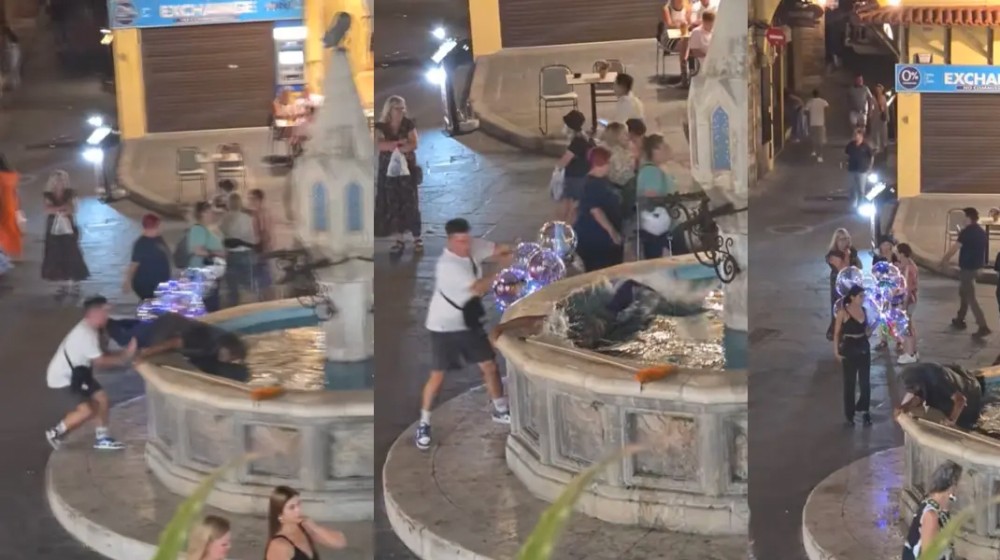 ΤΟ ΒΙΝΤΕΟ ΤΗΣ ΝΤΡΟΠΗΣ ΣΤΗ ΡΟΔΟ: Τουρίστας σπρώχνει άστεγο και τον ρίχνει μέσα στο συντριβάνι