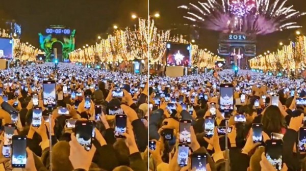 Πρωτοχρονιά στο Παρίσι και τα κινητά ξεπέρασαν ακόμη και τα πυροτεχνήματα!