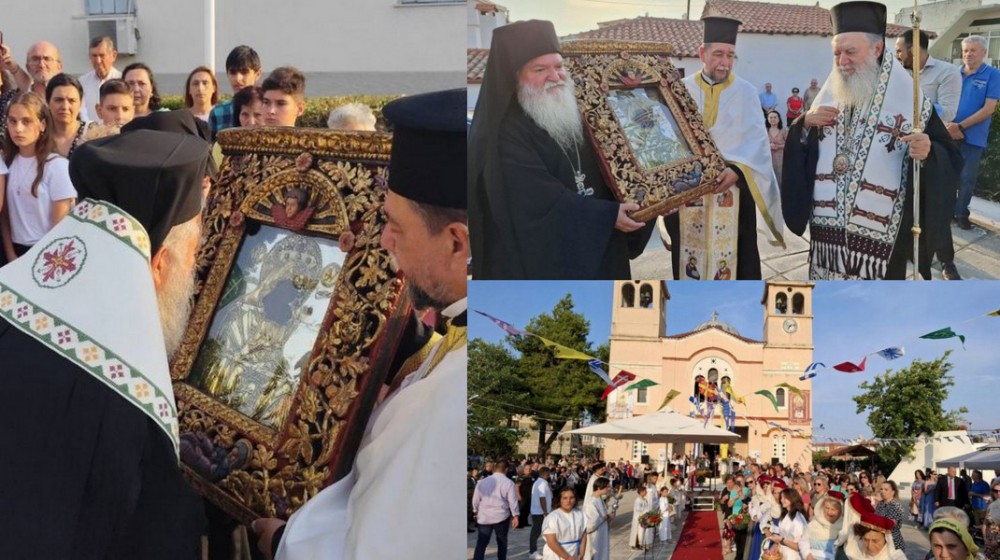 ΒΑΣΙΛΙΚΟ ΧΑΛΚΙΔΑΣ: Με επισημότητα και ευλάβεια η υποδοχή της εικόνας της Παναγίας Χοζοβιώτισσας από την Αμοργό