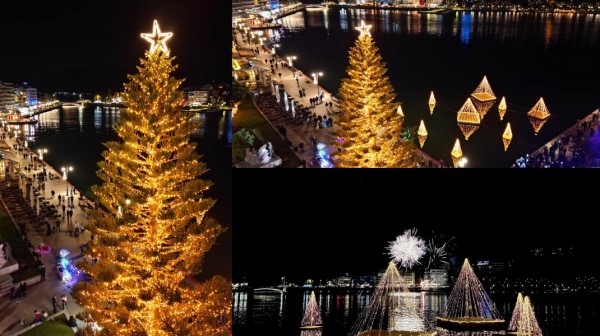 ΧΑΛΚΙΔΑ: Φωταγωγήθηκαν τα Χριστουγεννιάτικα Δένδρα σε στεριά και θάλασσα