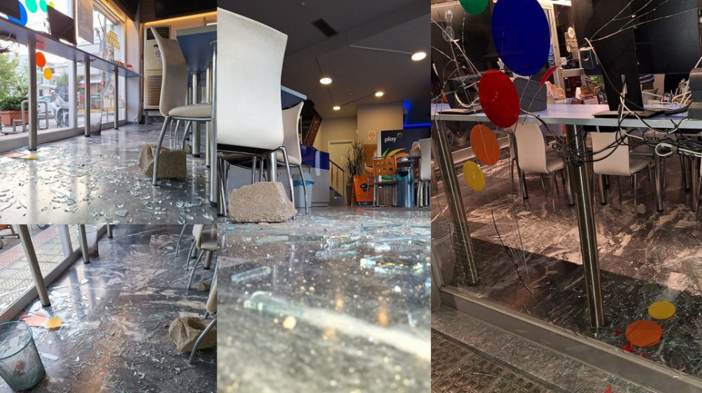 ΧΑΛΚΙΔΑ: Κλεφτρόνι έσπασε την τζαμαρία του πρακτορείου ΟΠΑΠ του Κώστα Καρατζά