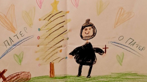 Παιδιά ...ζωγράφισαν τον Αρχιμανδρίτη Νικόλαο Πριμηκύριο για να του ευχηθούν για τη γιορτή του