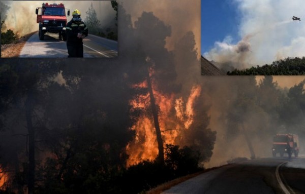 ΦΩΤΙΑ - ΕΥΒΟΙΑ: Συνεχίζεται η μάχη με 390 πυροσβέστες- Δεν έχει τεθεί υπό πλήρη έλεγχο η φωτιά