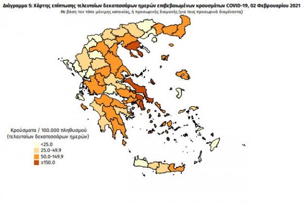 ΚΟΡΩΝΟΪΟΣ-ΕΥΒΟΙΑ: Αυτός ο χάρτης δείχνει την δραματική εξέλιξη των κρουσμάτων για το νομό μας