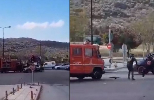 Επίθεση νεαρών Ρομά σε πυροσβεστικό όχημα στο Σχιστό (VIDEO)