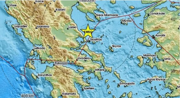 Σεισμός στις Σποράδες έγινε αισθητός και στη Βόρεια Εύβοια