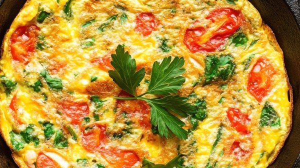 Ομελέτα με σπανάκι και ντοματίνια