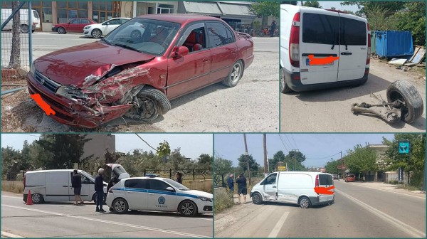 ΕΡΕΤΡΙΑ: Σύγκρουση κλούβας με αυτοκίνητο στο Μαλακώντα (φωτό)