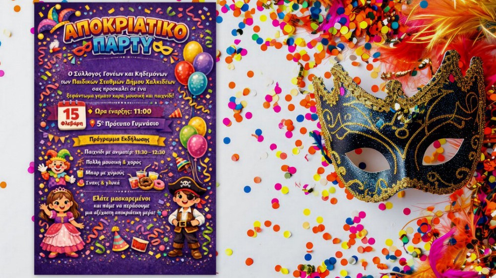 Αποκριάτικο ξεφάντωμα για παιδιά στη Χαλκίδα