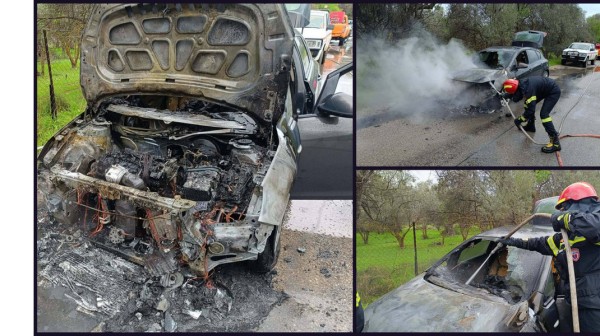ΕΡΕΤΡΙΑ: Αυτοκίνητο έγινε κάρβουνο στην περιοχή της Μαγούλας