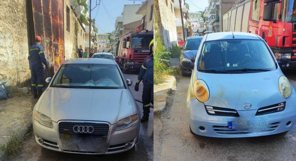 ΧΑΛΚΙΔΑ: Φωτιά σε κάδο απορριμμάτων επεκτάθηκε σε δύο αυτοκίνητα (φωτό)