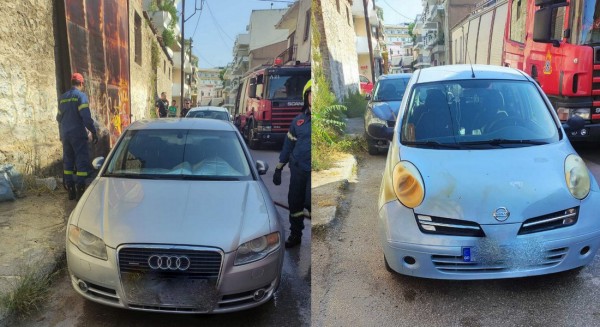 ΧΑΛΚΙΔΑ: Φωτιά σε κάδο απορριμμάτων επεκτάθηκε σε δύο αυτοκίνητα (φωτό)